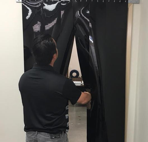 Black Strip Curtain Door Kit - Covers Up To 96