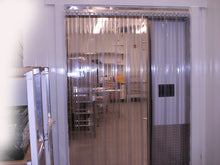 Load image into Gallery viewer, Industrial Strip Curtain PVC Roll - Anti-Scratch Double Ribbed 8&quot; X .08&quot; Clear Common 75 ft