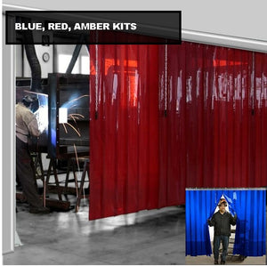 Welding Strip Curtain Kits Blue & Red Semi Transparent